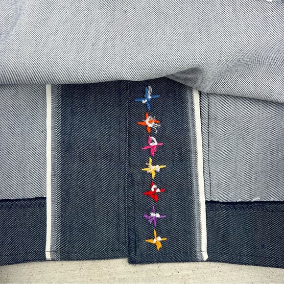 60s Handmade Embroidered Daisy Chain Mushy Mod MCM Selvedge Denim Shirt Jacket - Picture 3 of 8